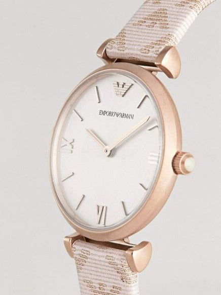Emporio Armani Gianni T Bar Analog Silver Dial Beige Leather Strap Watch For Women - AR11127 - Image 7